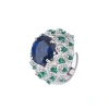New jewelry wholesale, European and American ring, women's imitation red corundum emerald blue spinel, full diamonds, luxurious setting, high-end women's style Item Picture